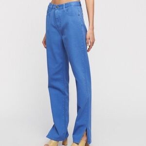 lioness periwinkle split hem denim